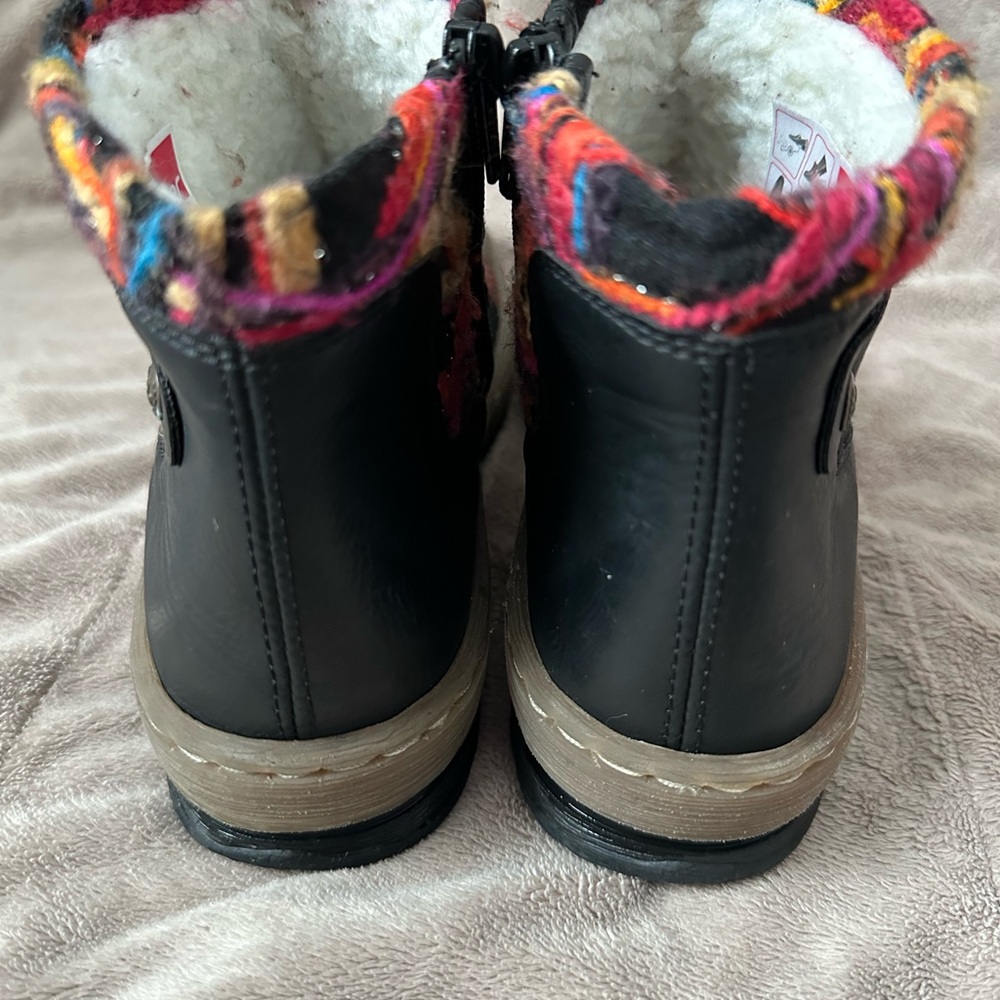 Rieker Felicitas Black Boots with Colorful Trim women’s size 8 (39) - Picture 4 of 9